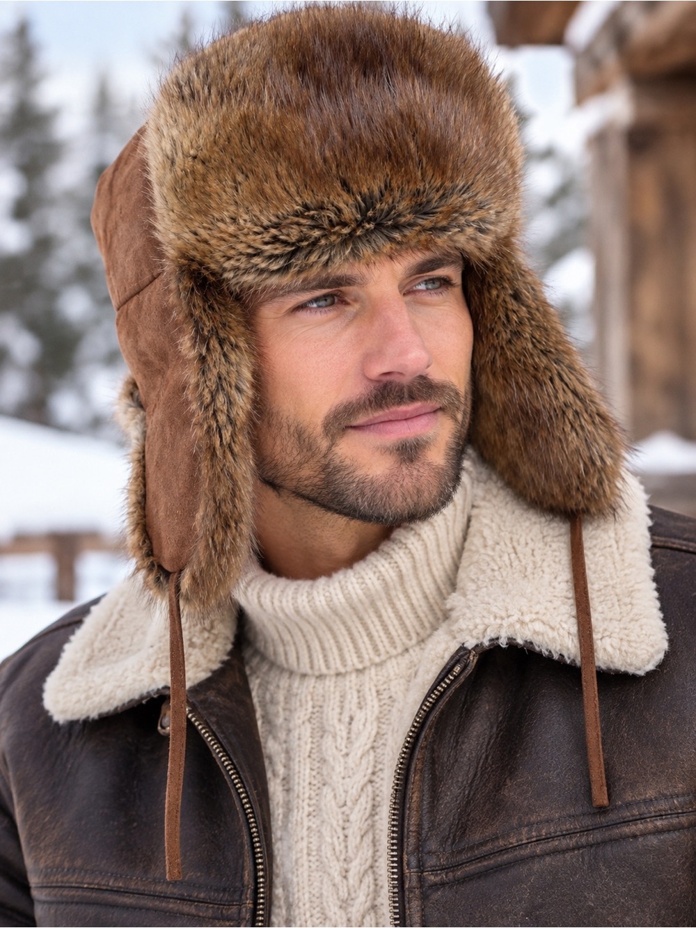 Vintage Valmistakki Oy Finland Genuine Fur & Suede Aviator Trapper Hat